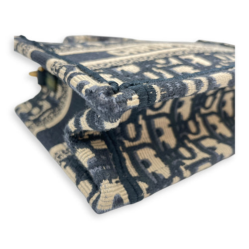 East-West Mini Blue Book Tote in Canvas, Gold hardware