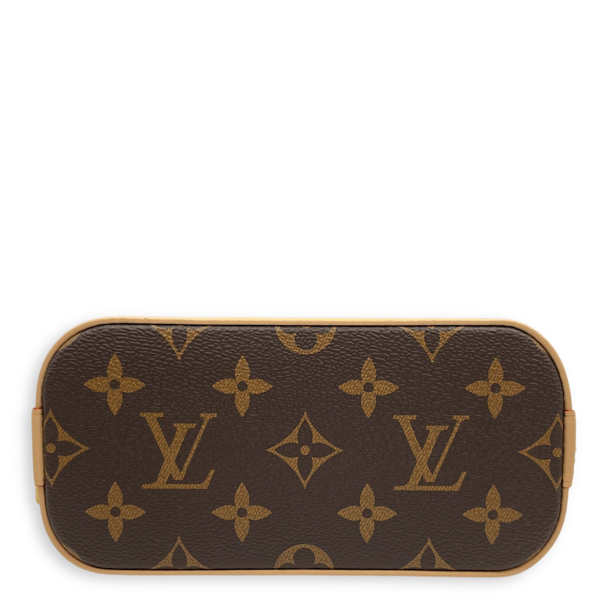 Alma LV x TM Cherry Nano Brown Monogram Top Handle Bag in Coated Canvas, Gold hardware