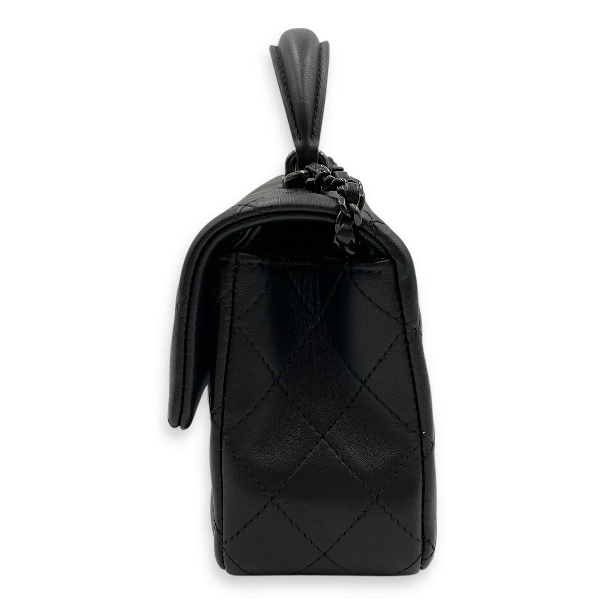So Black Mini Black Flap Bag in Lambskin, So Black hardware