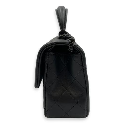 So Black Mini Black Flap Bag in Lambskin, So Black hardware