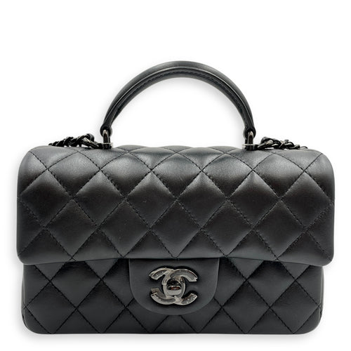 So Black Mini Black Flap Bag in Lambskin, So Black hardware