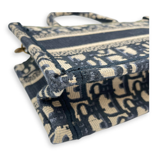 East-West Mini Blue Book Tote in Canvas, Gold hardware