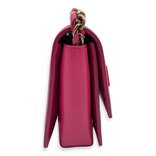 Eyelet Pink Crossbody Bag in Calfskin, Gold hardware