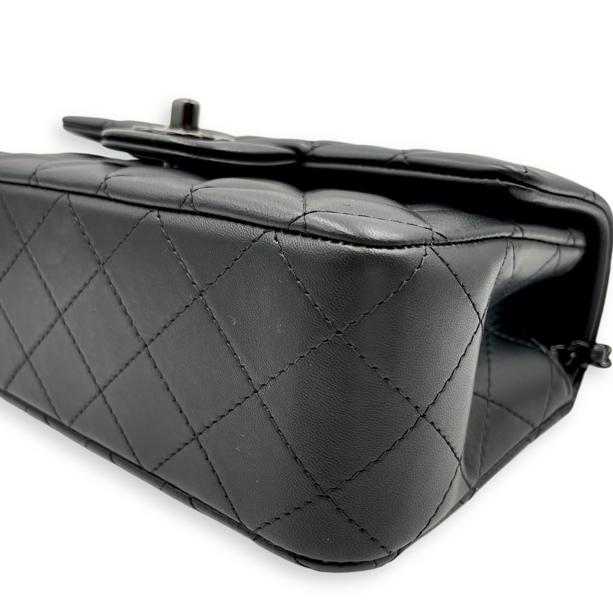 So Black Mini Black Flap Bag in Lambskin, So Black hardware