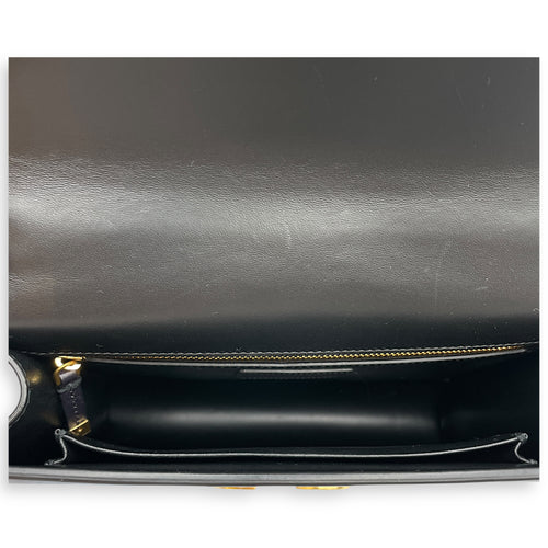 Montaigne Blue Crossbody Bag in Calfskin, Gold hardware