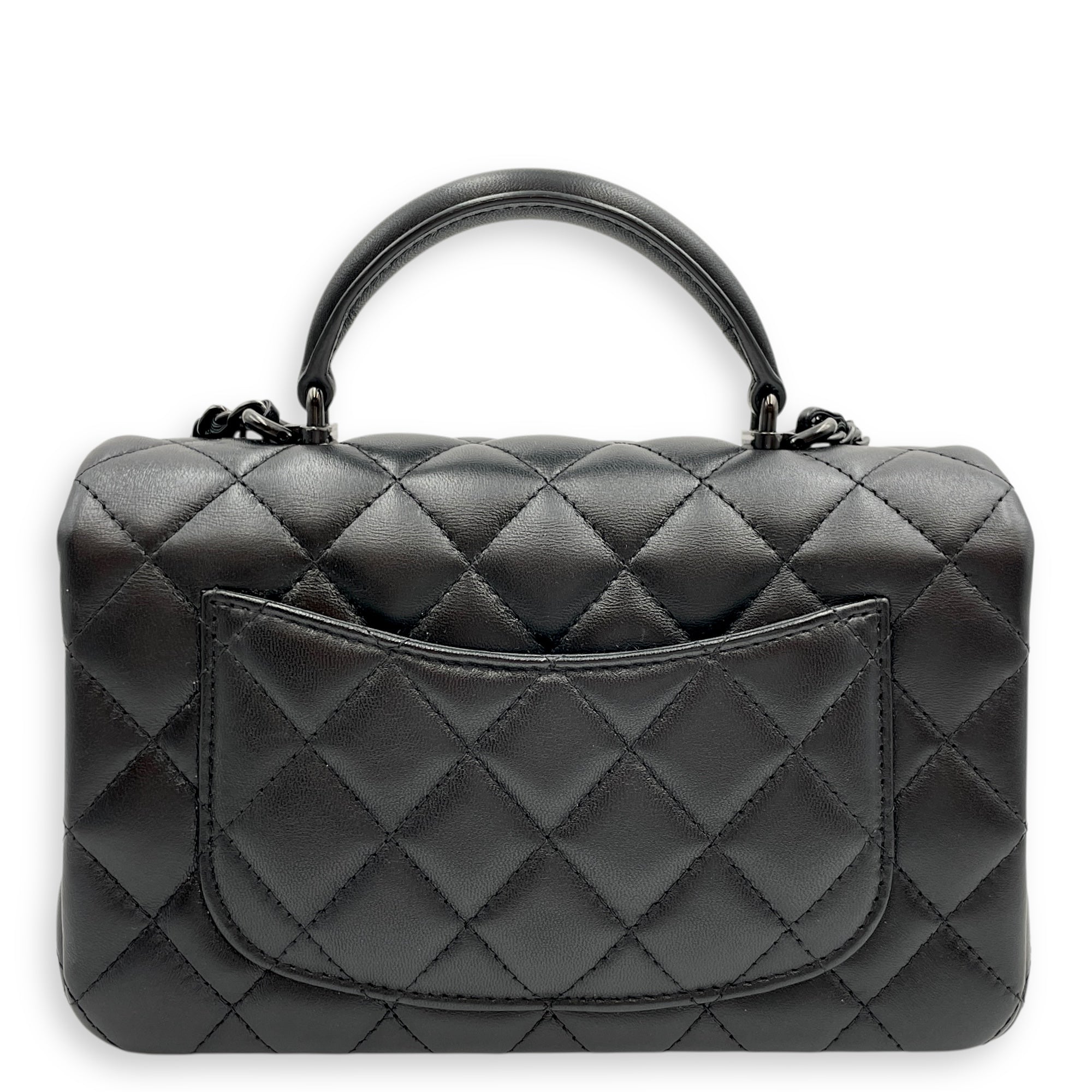 So Black Mini Black Flap Bag in Lambskin, So Black hardware