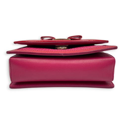 Eyelet Pink Crossbody Bag in Calfskin, Gold hardware