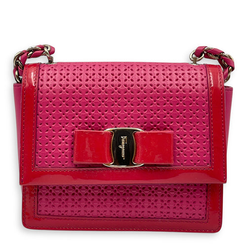 Eyelet Pink Crossbody Bag in Calfskin, Gold hardware