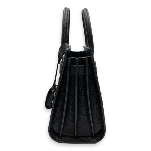 Studded Sac De Jour Nano Black Crossbody Bag in Calfskin, Silver hardware