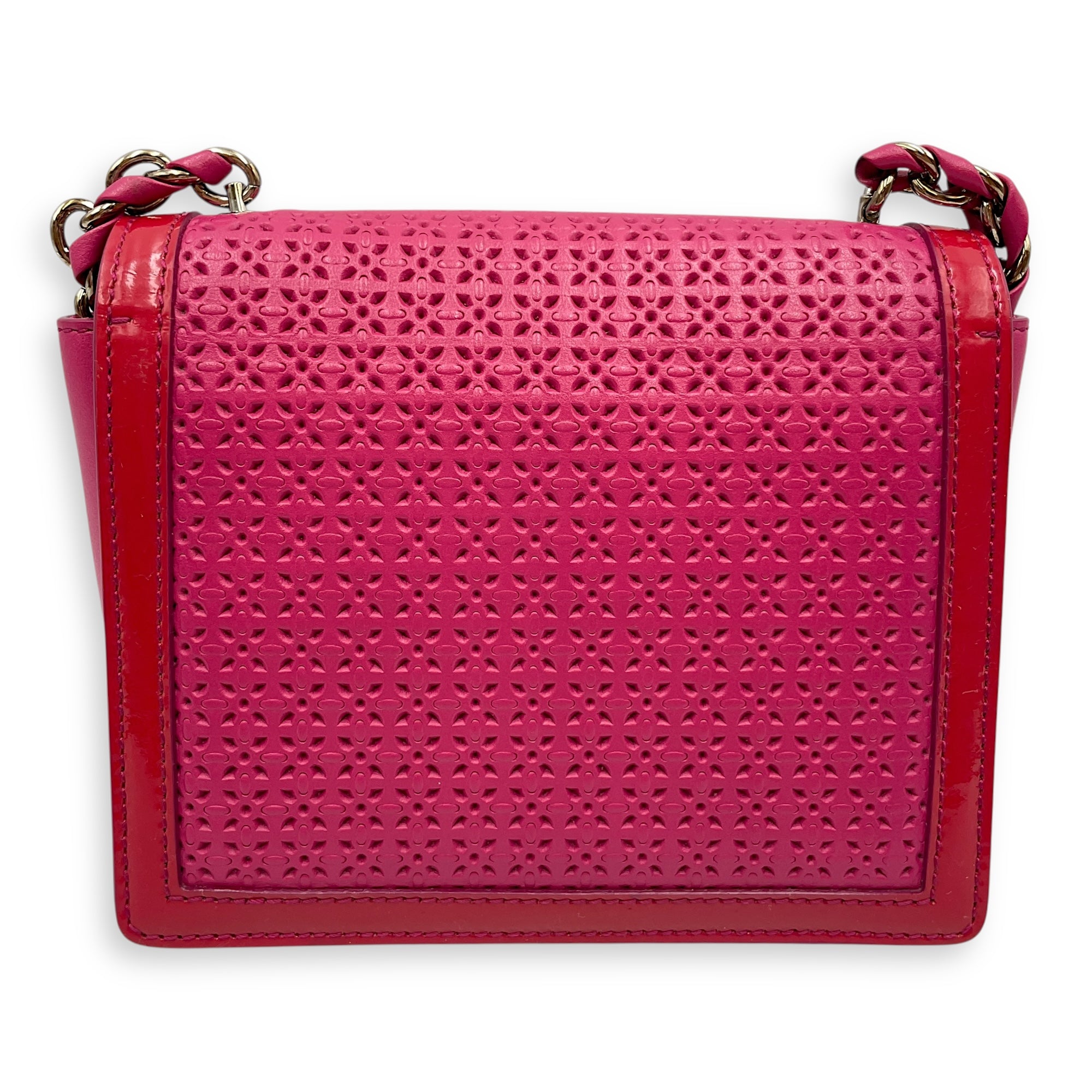 Eyelet Pink Crossbody Bag in Calfskin, Gold hardware
