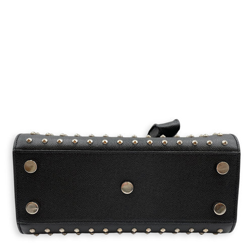 Studded Sac De Jour Nano Black Crossbody Bag in Calfskin, Silver hardware