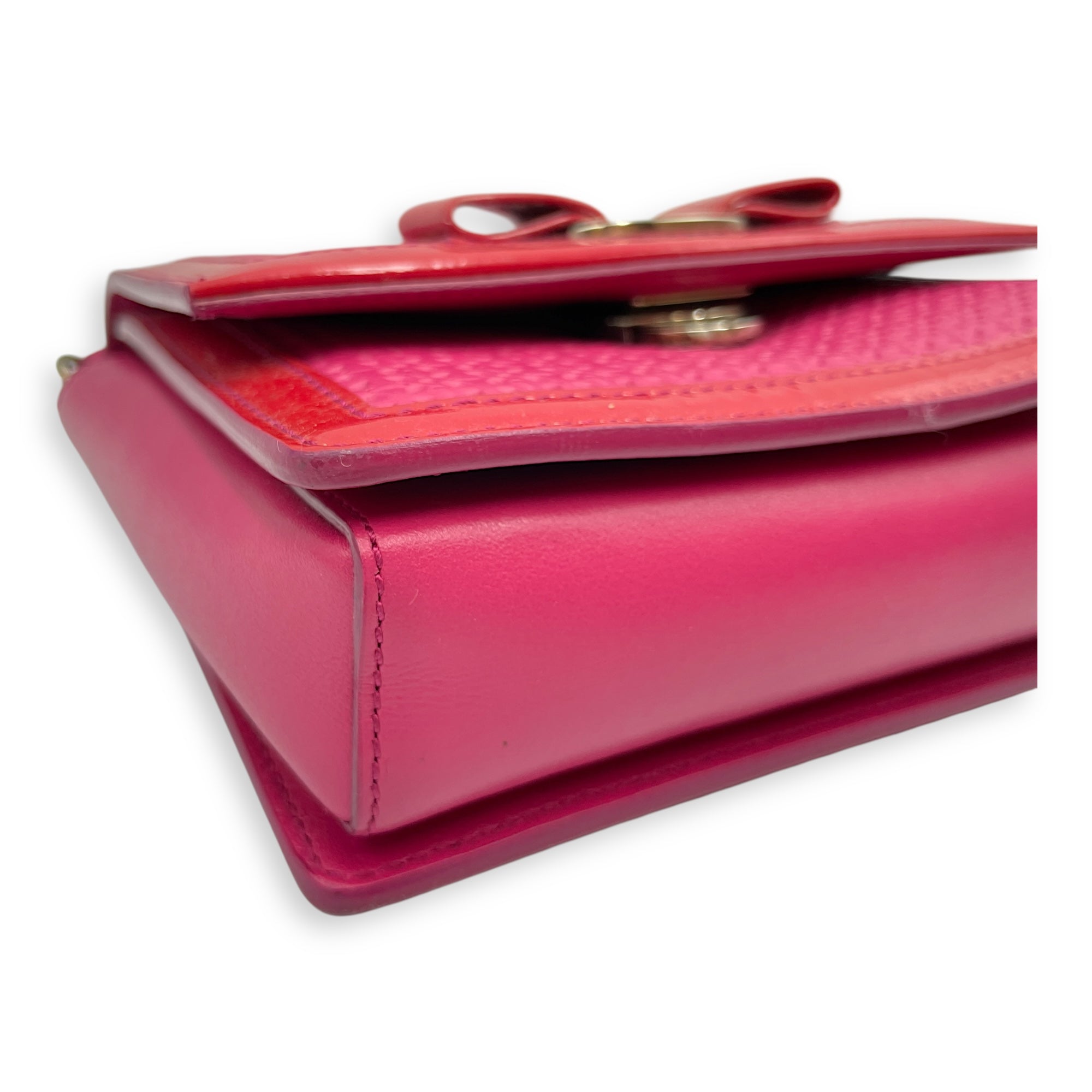 Eyelet Pink Crossbody Bag in Calfskin, Gold hardware