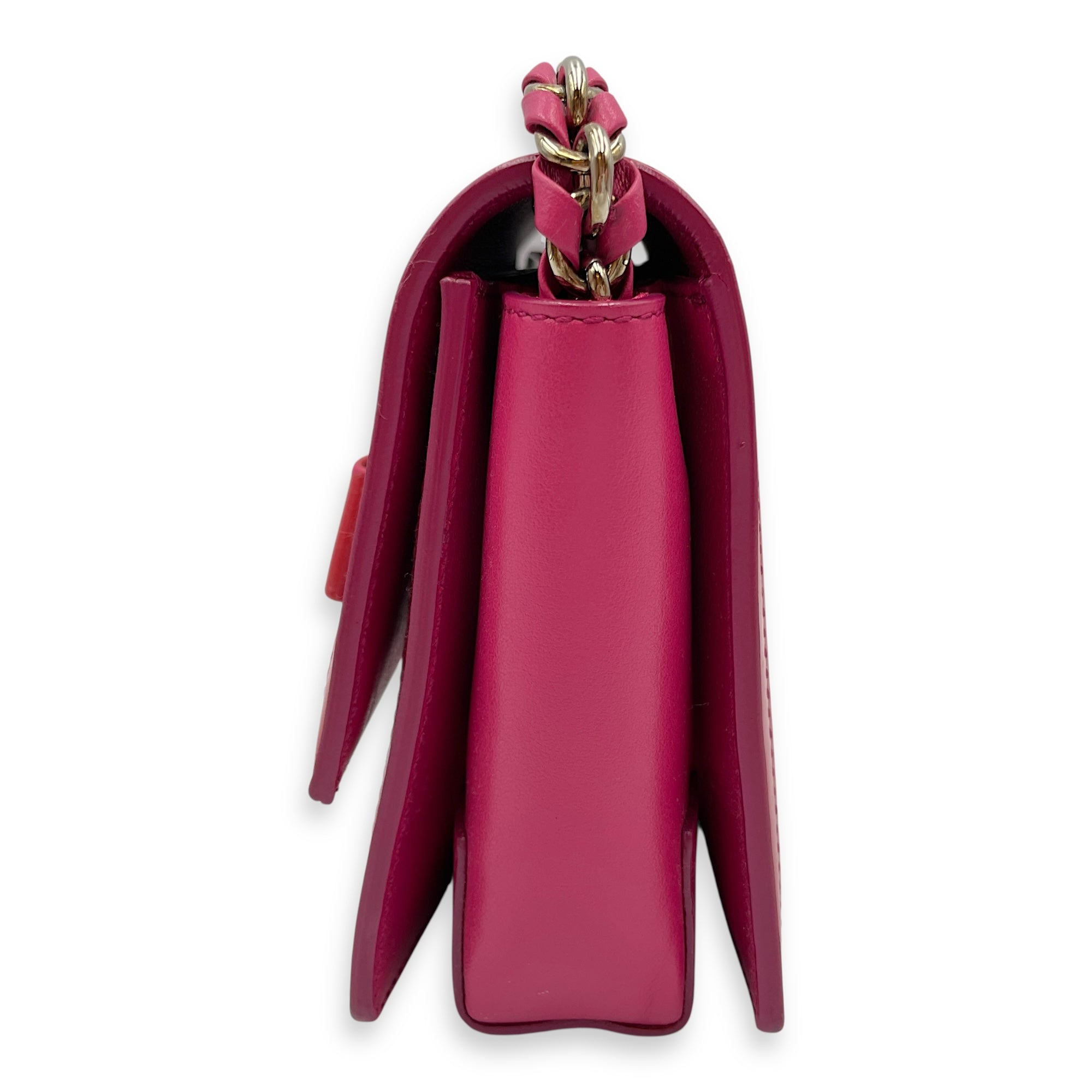 Eyelet Pink Crossbody Bag in Calfskin, Gold hardware
