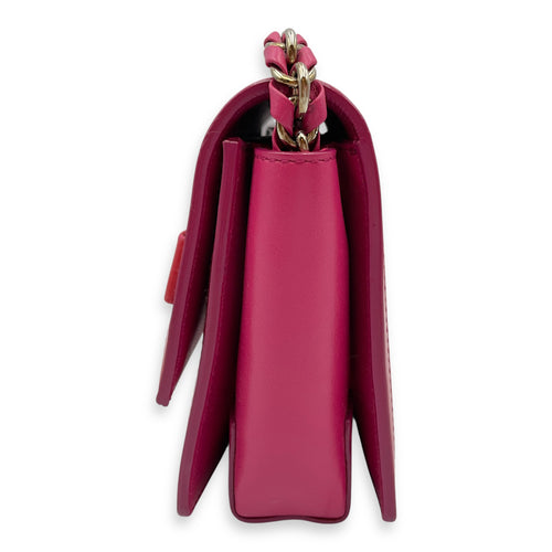 Eyelet Pink Crossbody Bag in Calfskin, Gold hardware