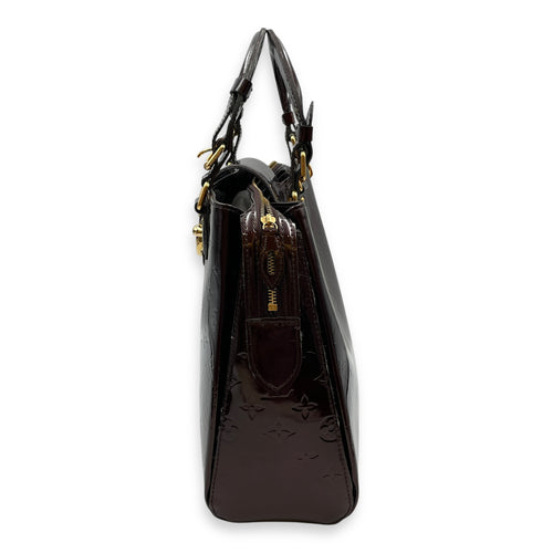 Melrose Ave Amarante Red Top Handle Bag in Patent Leather, Gold hardware
