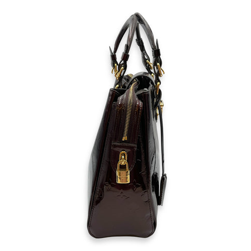 Melrose Ave Amarante Red Top Handle Bag in Patent Leather, Gold hardware