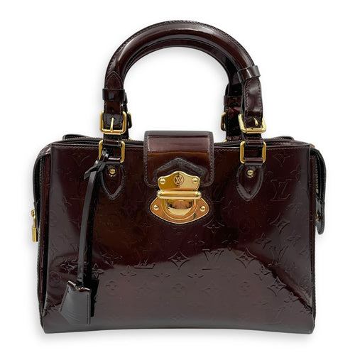 Melrose Ave Amarante Red Top Handle Bag in Patent Leather, Gold hardware