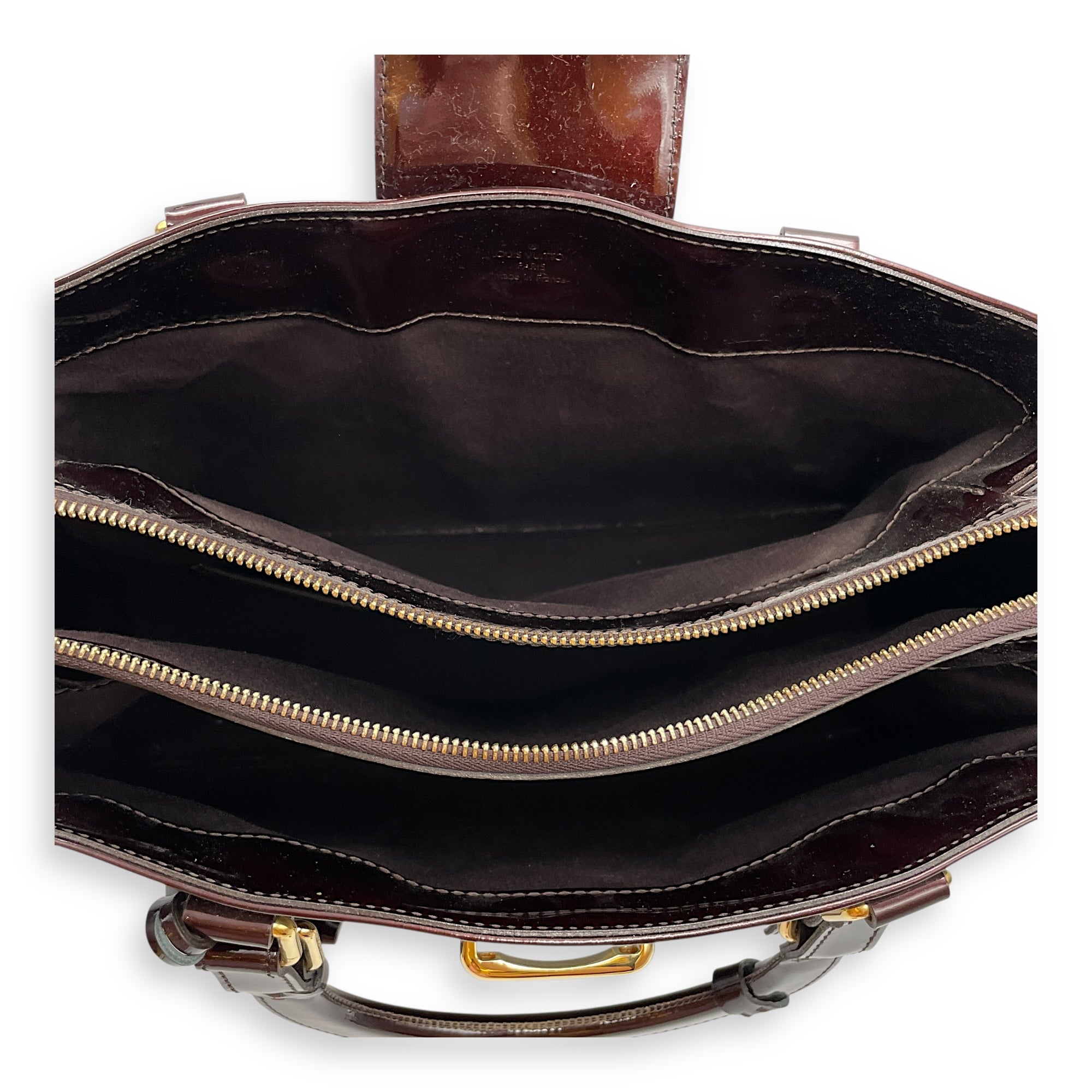 Melrose Ave Amarante Red Top Handle Bag in Patent Leather, Gold hardware