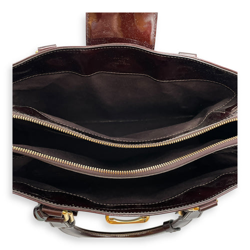 Melrose Ave Amarante Red Top Handle Bag in Patent Leather, Gold hardware