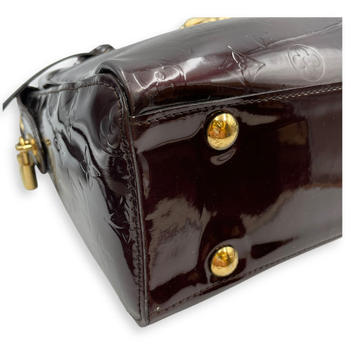 Melrose Ave Amarante Red Top Handle Bag in Patent Leather, Gold hardware