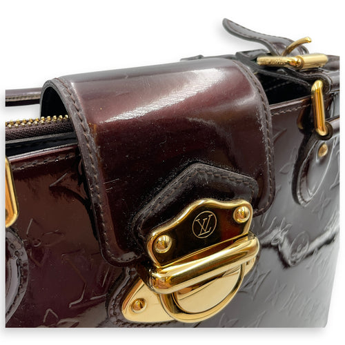 Melrose Ave Amarante Red Top Handle Bag in Patent Leather, Gold hardware