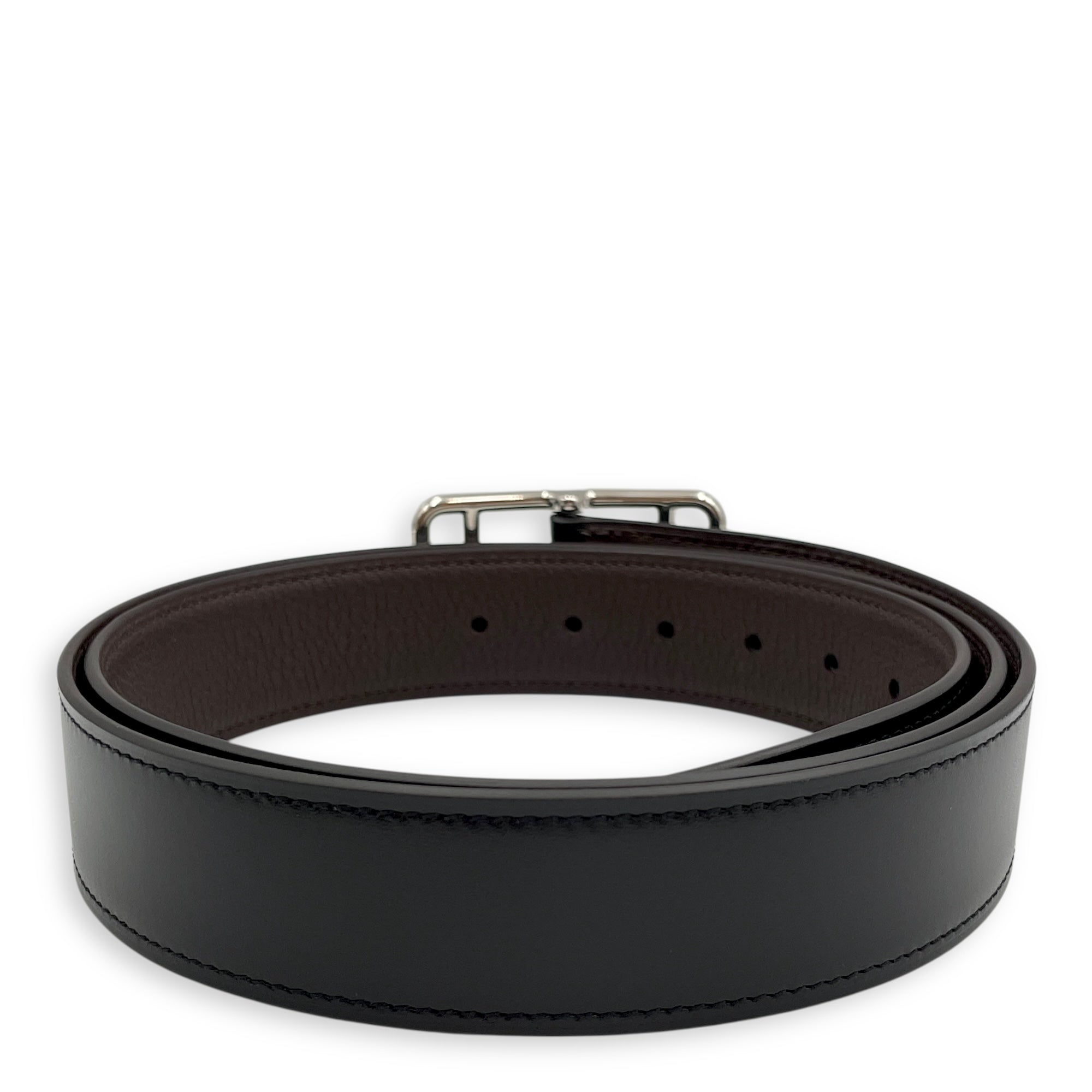 Cape Cod 32 Reversible 100cm Noir/Chocolate Belt in Box/Togo, Palladium hardware