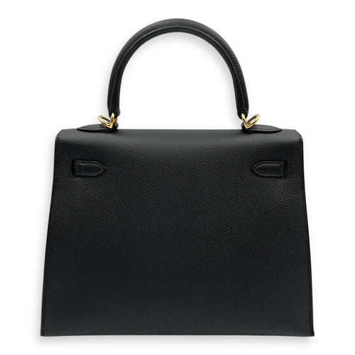 Sellier Kelly 25 Black in Epsom, Gold hardware