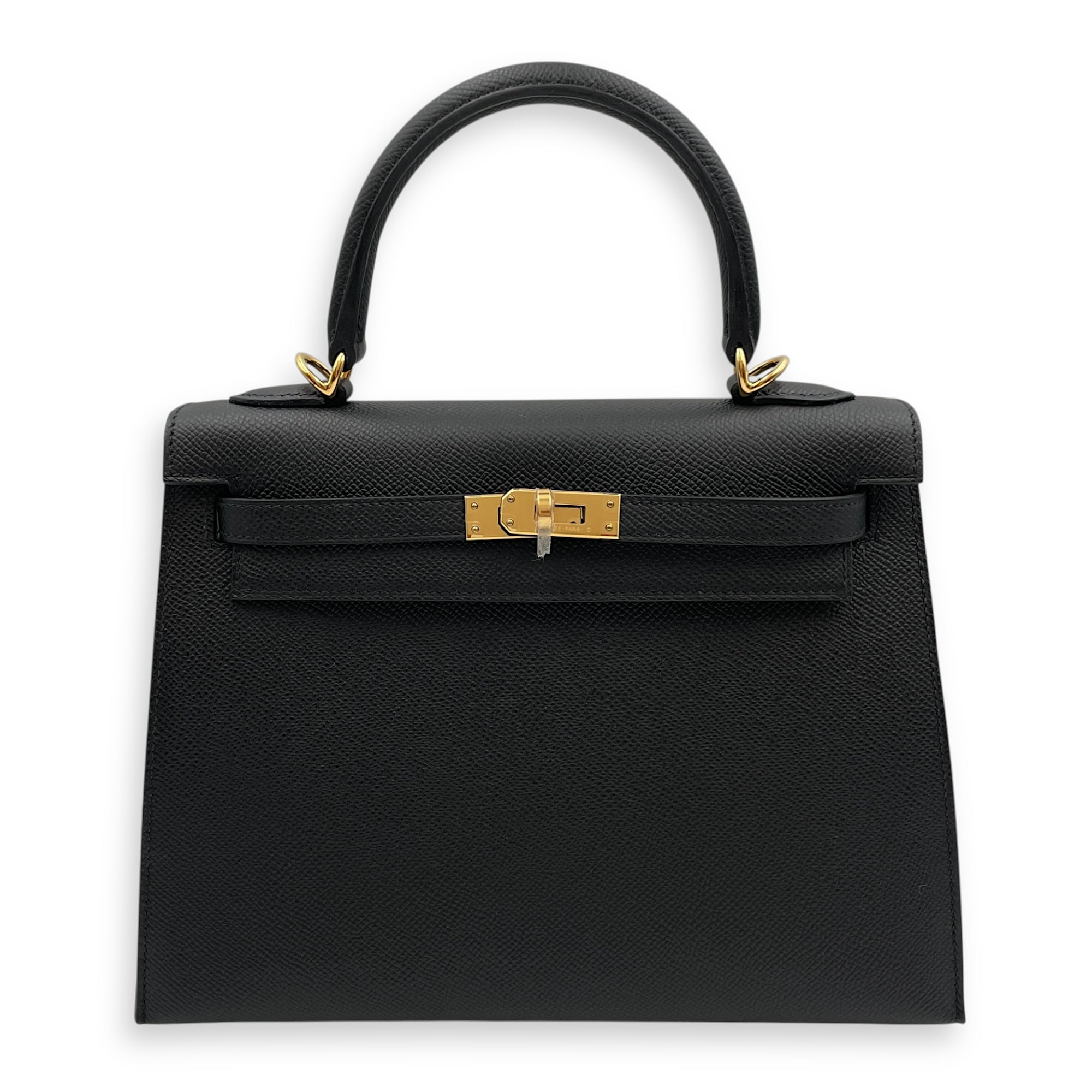 Sellier Kelly 25 Black in Epsom, Gold hardware