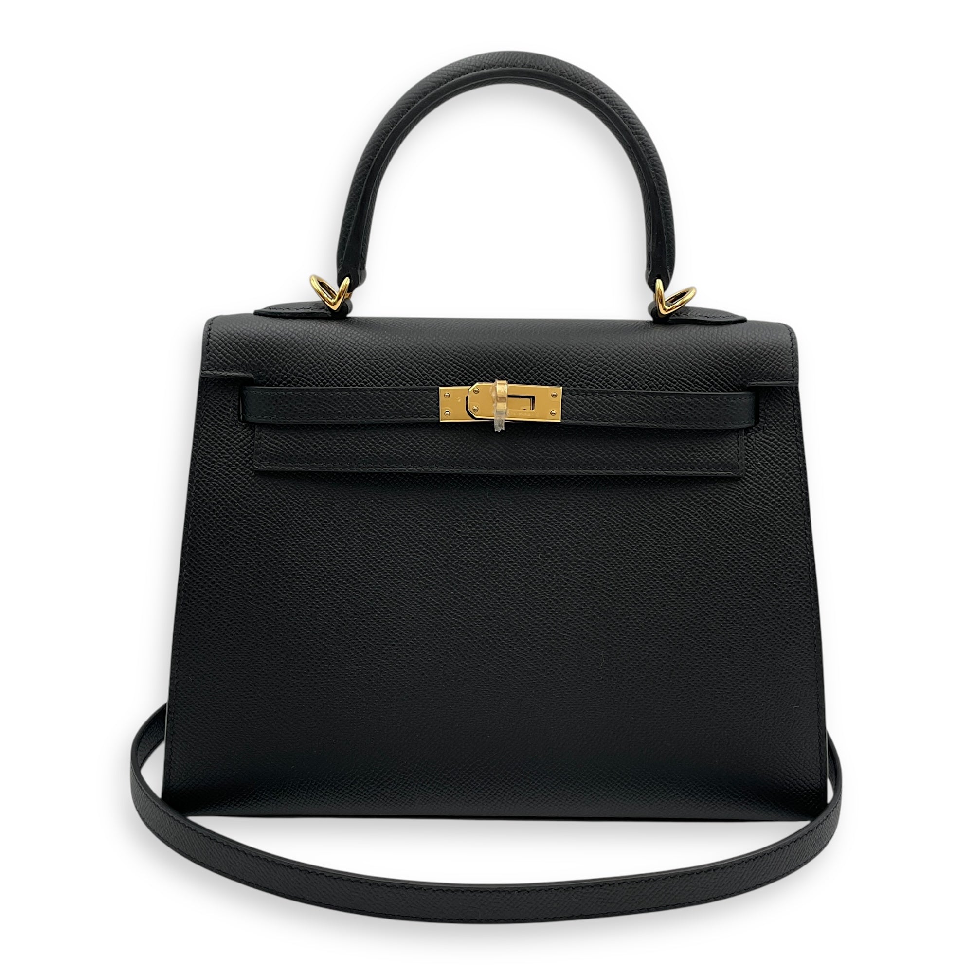Sellier Kelly 25 Black in Epsom, Gold hardware