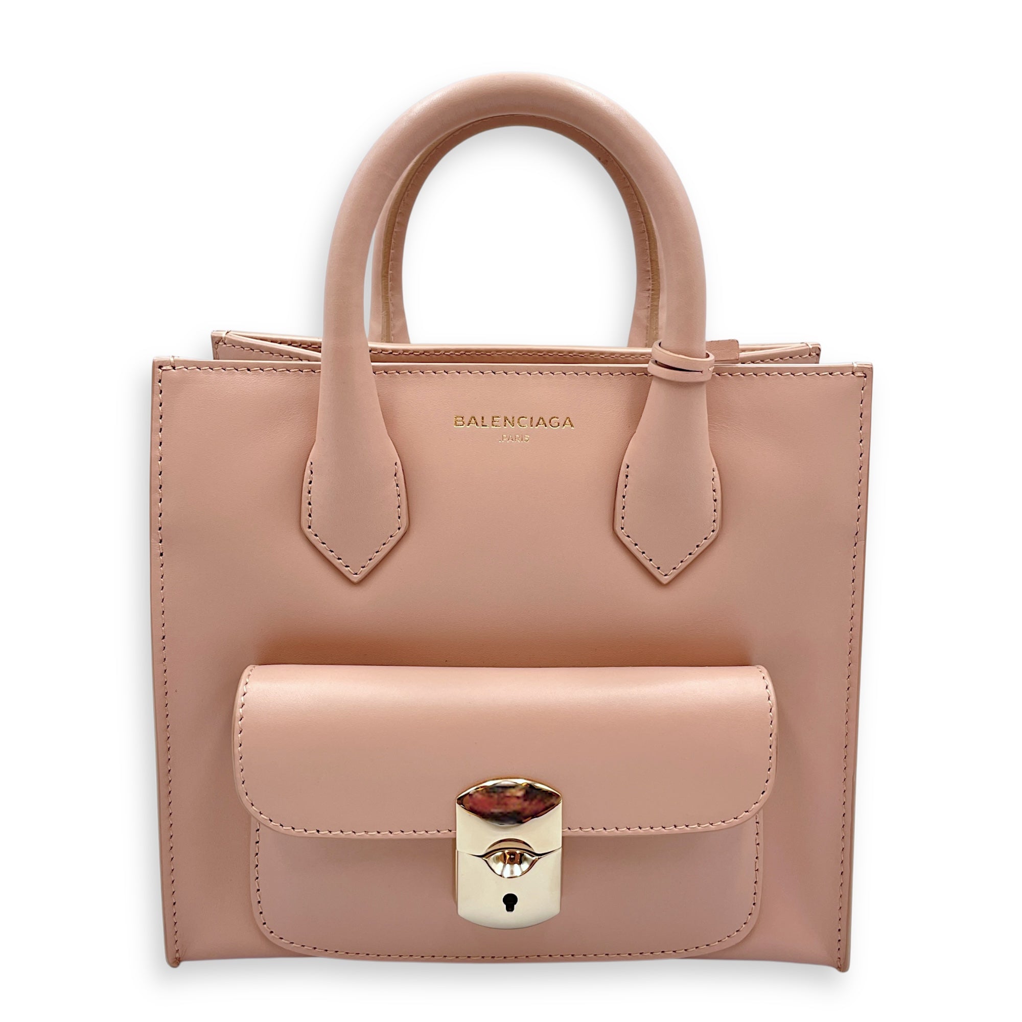 Padlock All Afternoon Mini Pink Shoulder Bag in Calfskin, Gold hardware