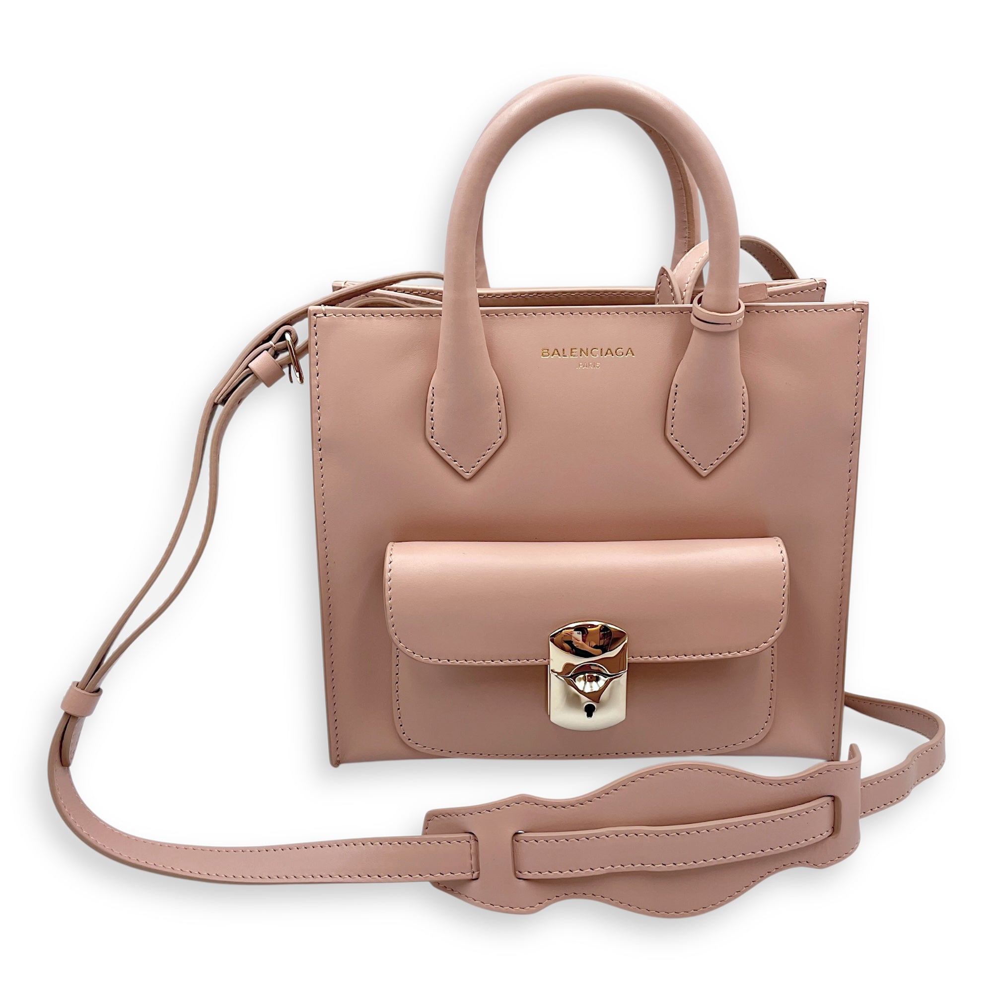 Padlock All Afternoon Mini Pink Shoulder Bag in Calfskin, Gold hardware
