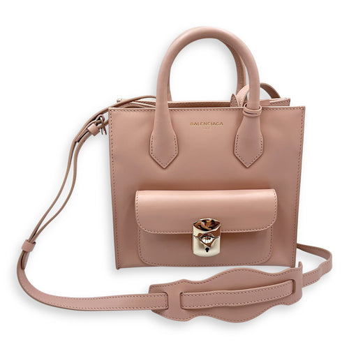 Padlock All Afternoon Mini Pink Shoulder Bag in Calfskin, Gold hardware