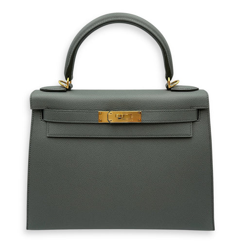 Sellier Kelly 28 Vert Amande in Epsom, Gold hardware