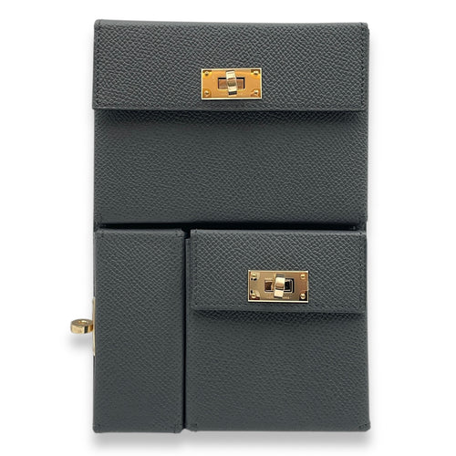 Kelly Multipocket To Go Gris Misty Shoulder Bag in Epsom, Permabrass hardware