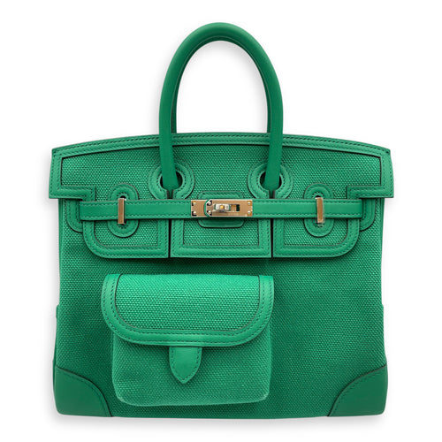 Cargo Birkin 25 Vert Vertigo in Swift/Toile, Palladium hardware