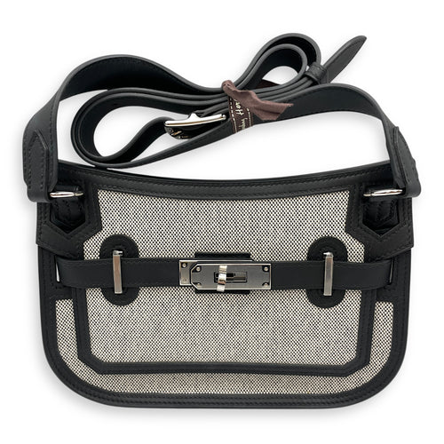 Jypsiere Mini Ecru-Noir/Noir in Toile H/Swift, Palladium hardware