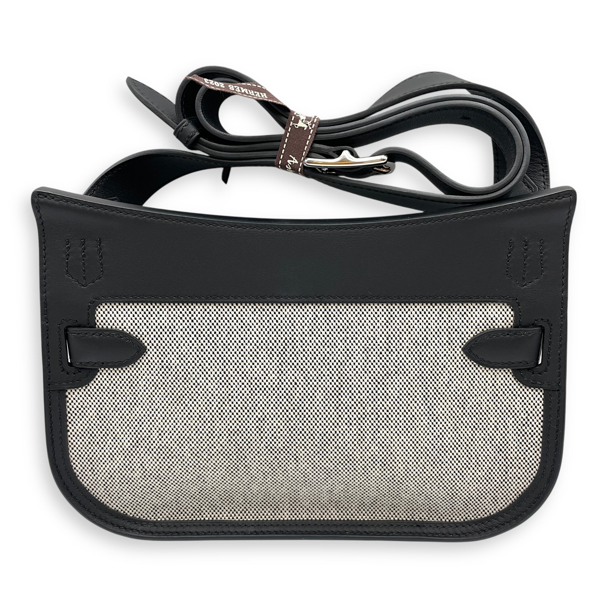 Jypsiere Mini Ecru-Noir/Noir in Toile H/Swift, Palladium hardware