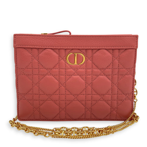 Cannage Caro Pink Shoulder Bag in Lambskin, Gold hardware