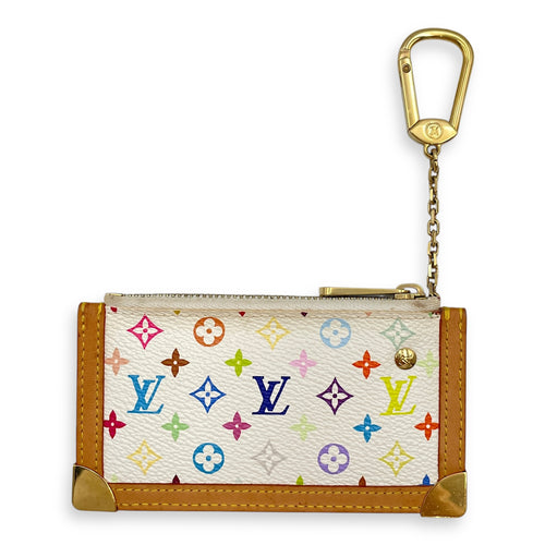 LV x TM White/Multi-Color Key Holder Pouch in Canvas, Gold hardware