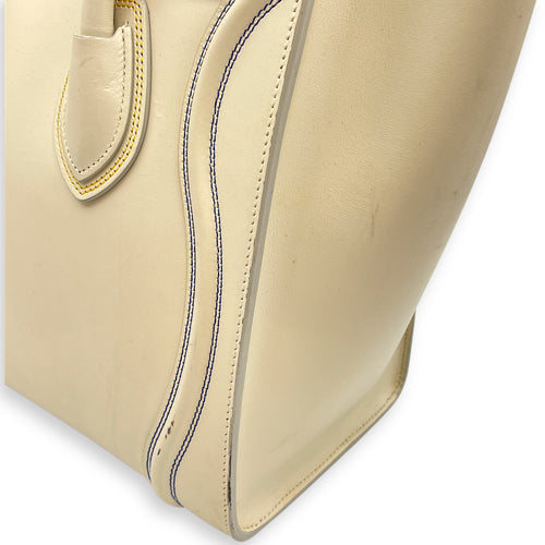 Luggage Micro Off-White Top Handle Bag in Calfskin, Silver hardware