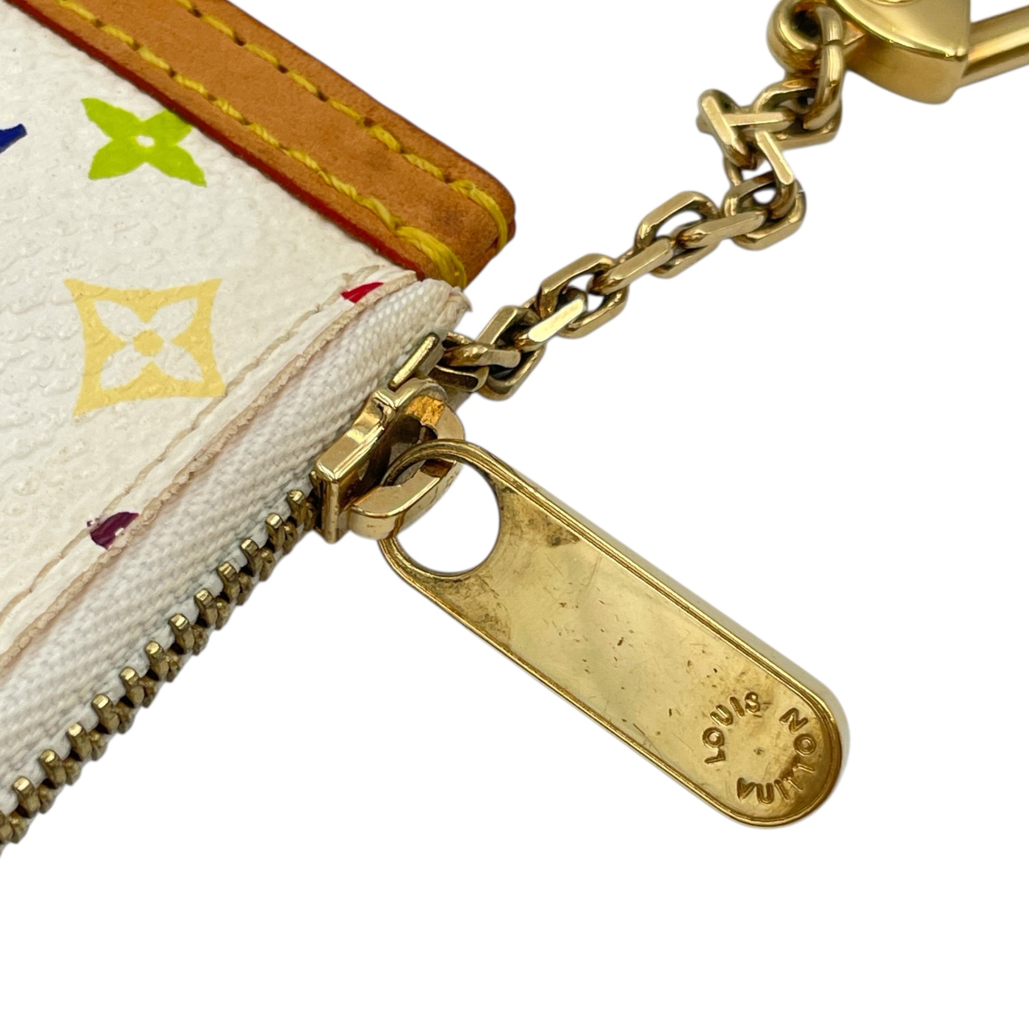 LV x TM White/Multi-Color Key Holder Pouch in Canvas, Gold hardware