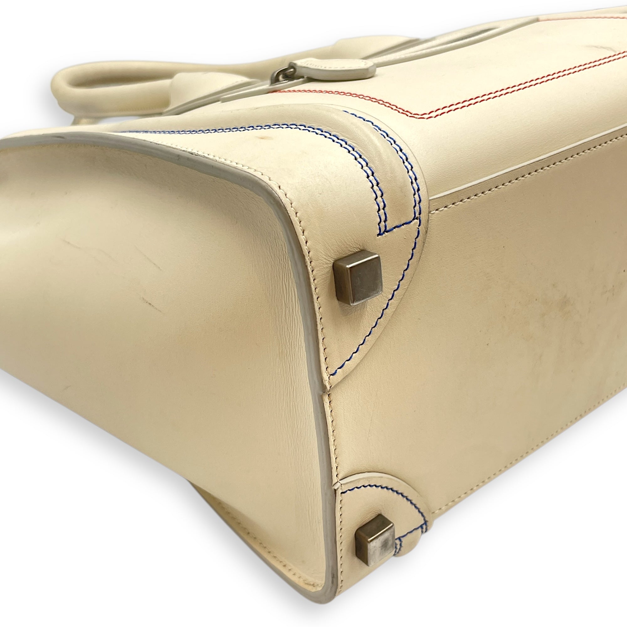 Luggage Micro Off-White Top Handle Bag in Calfskin, Silver hardware
