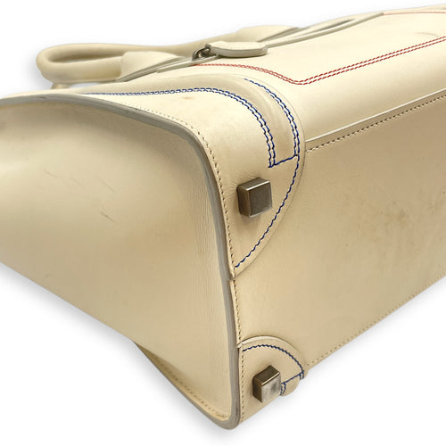 Luggage Micro Off-White Top Handle Bag in Calfskin, Silver hardware