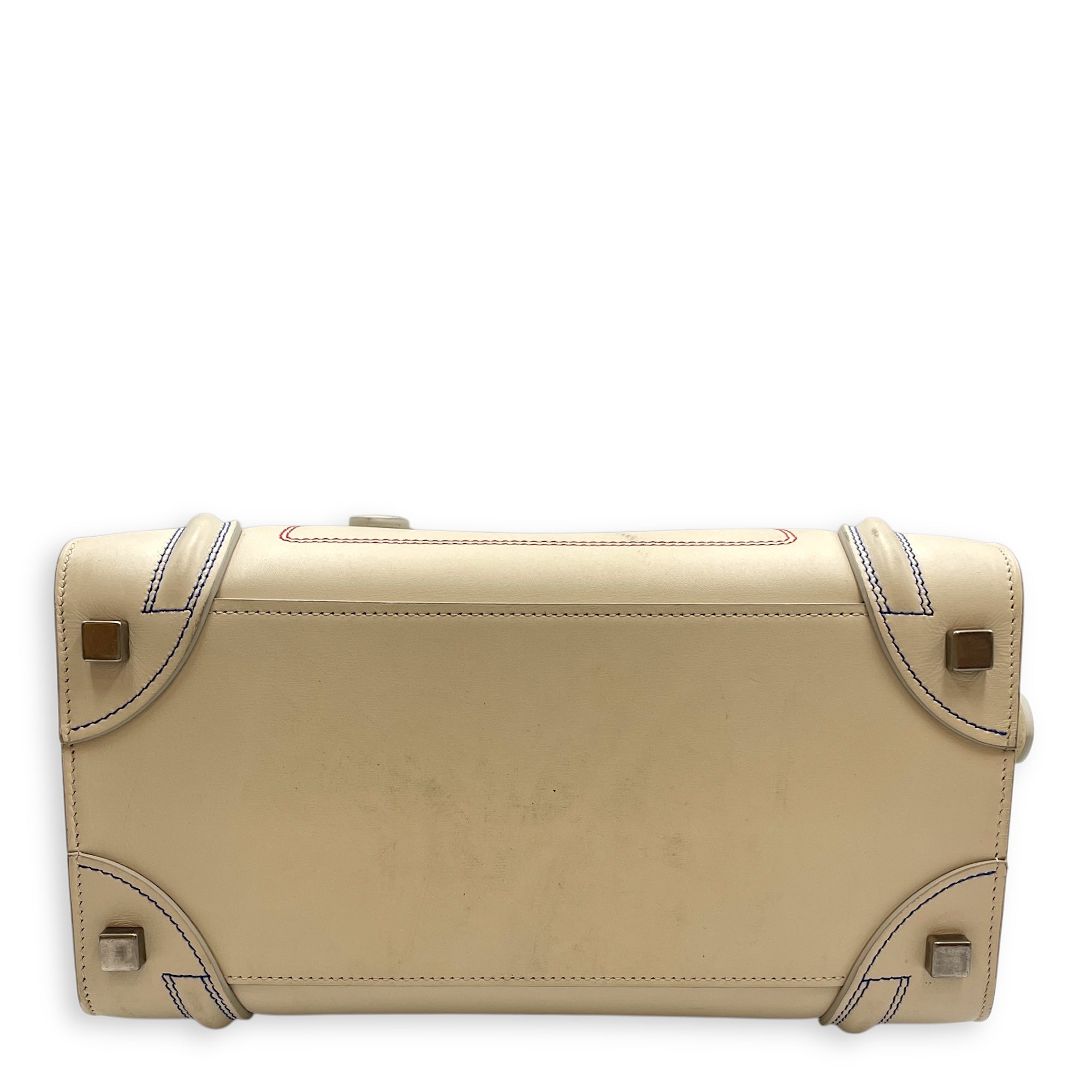 Luggage Micro Off-White Top Handle Bag in Calfskin, Silver hardware