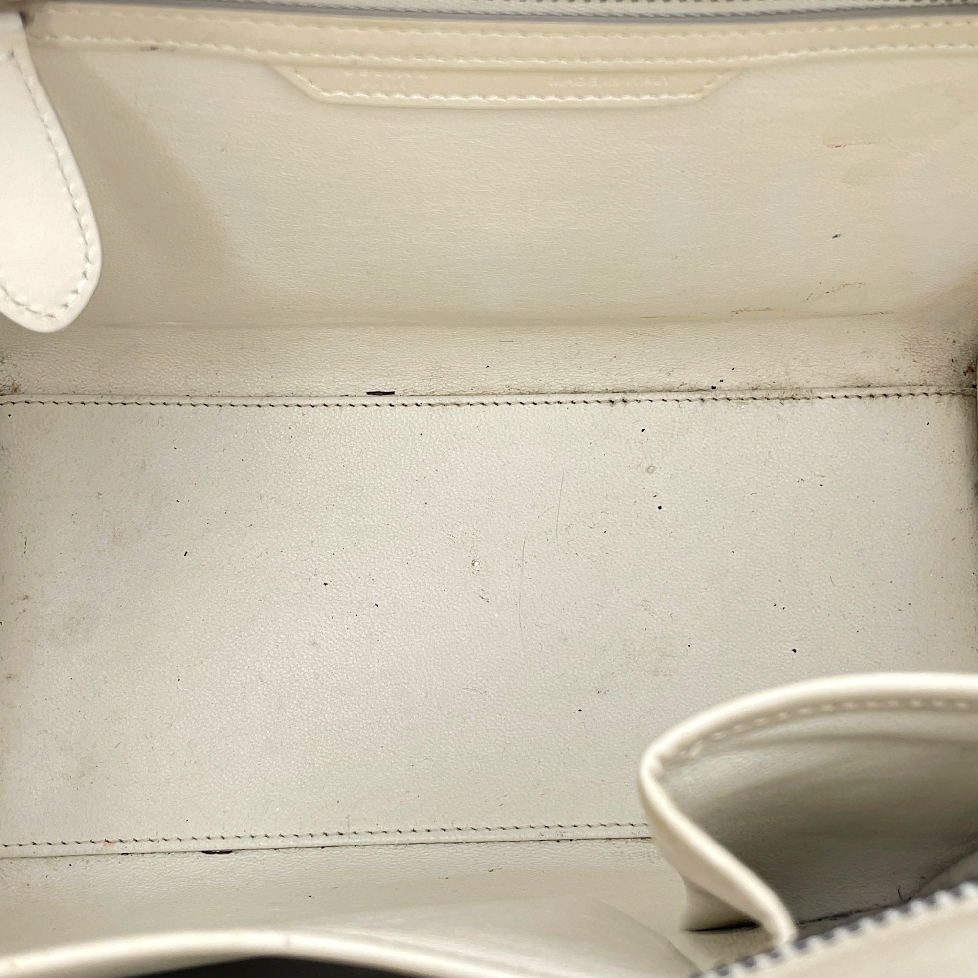 Luggage Micro Off-White Top Handle Bag in Calfskin, Silver hardware