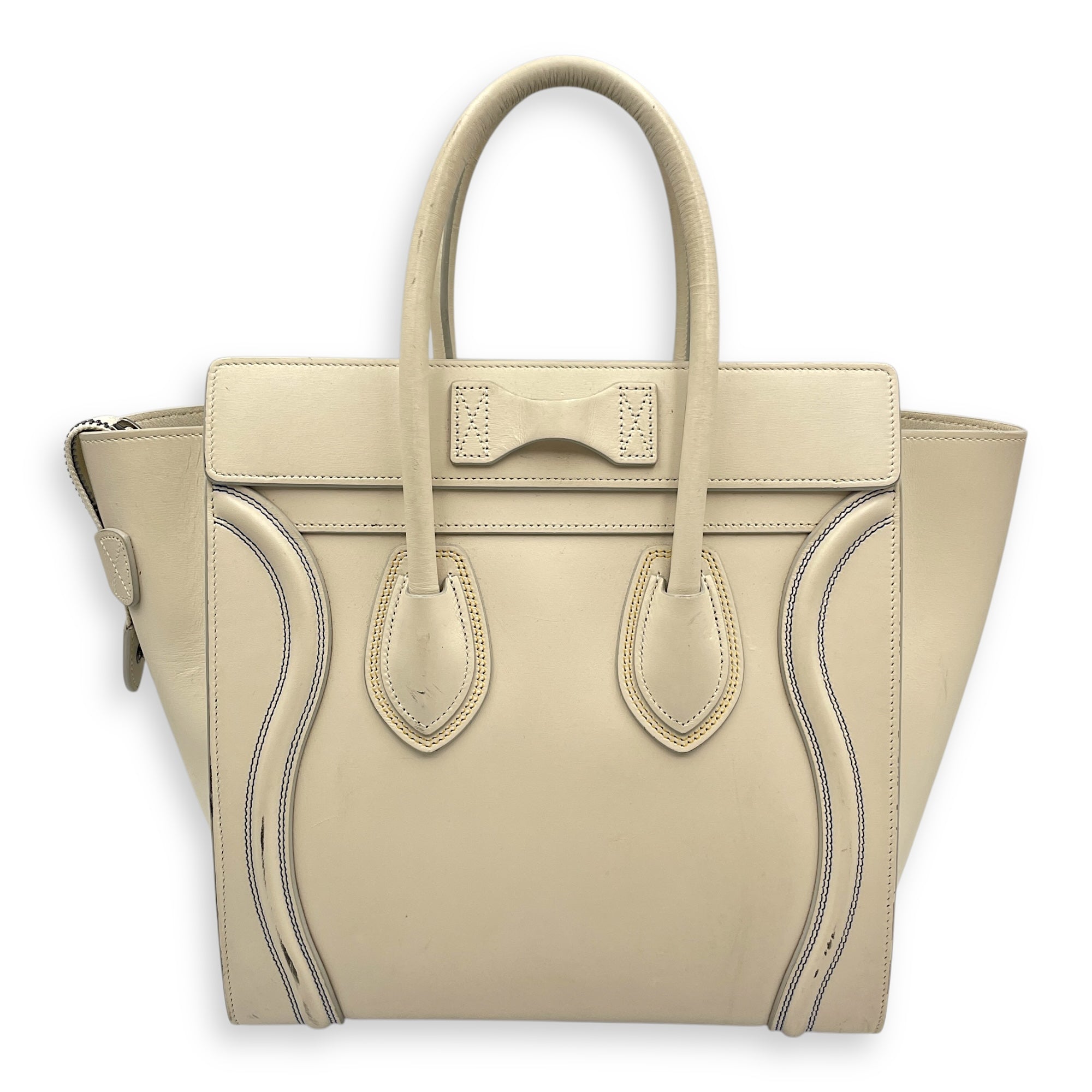 Luggage Micro Off-White Top Handle Bag in Calfskin, Silver hardware