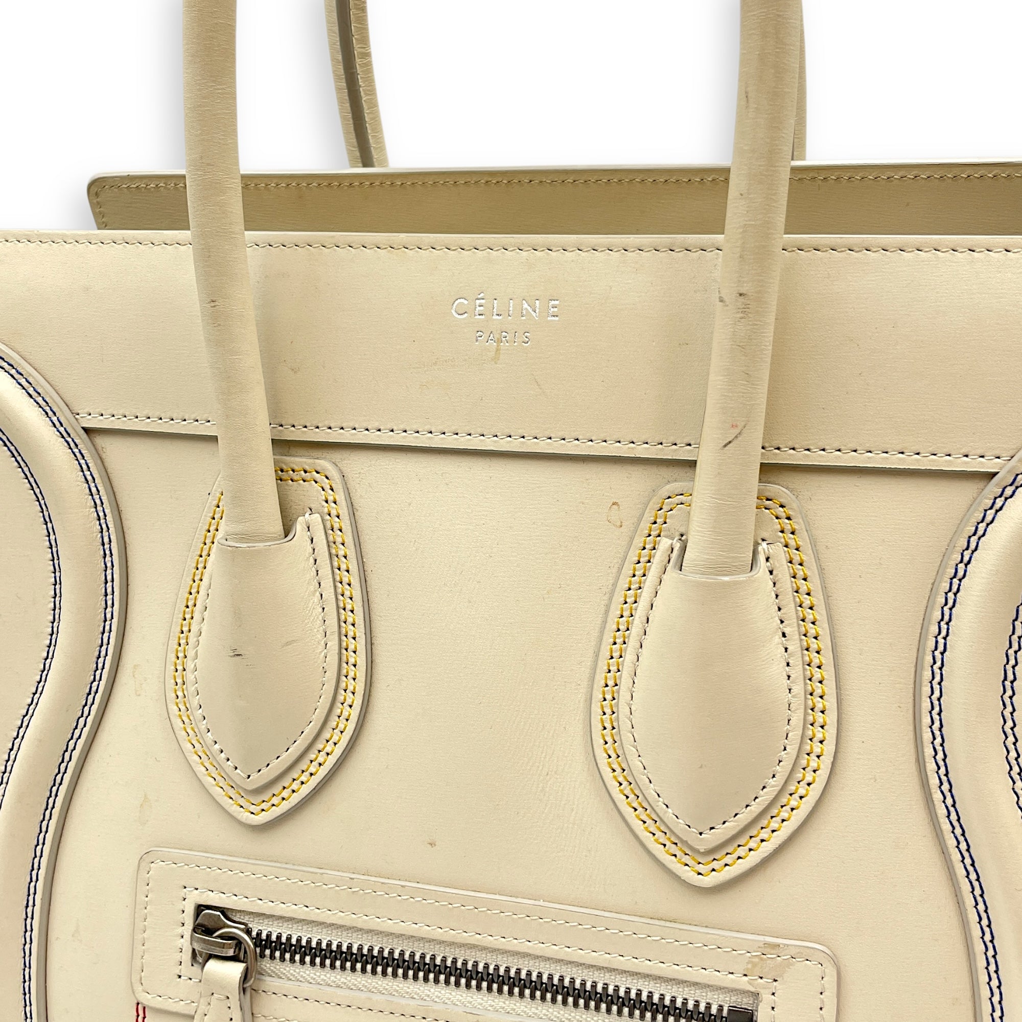 Luggage Micro Off-White Top Handle Bag in Calfskin, Silver hardware