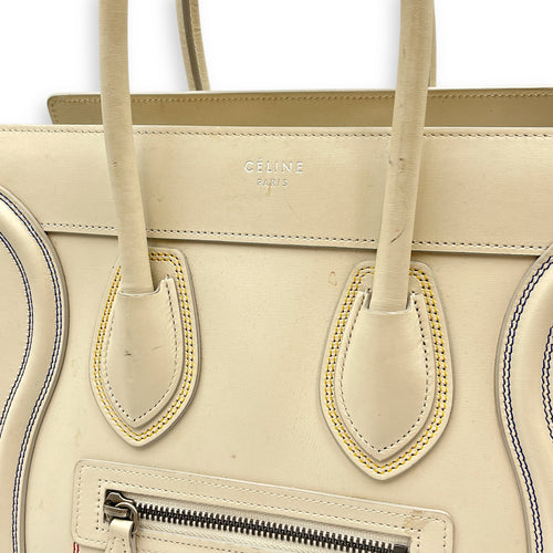 Luggage Micro Off-White Top Handle Bag in Calfskin, Silver hardware