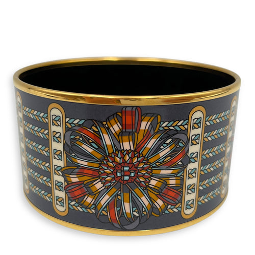 Rubans de Cheval Extra Wide Blue Bracelet , Gold hardware