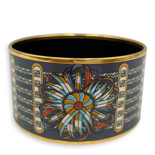 Rubans de Cheval Extra Wide Blue Bracelet , Gold hardware